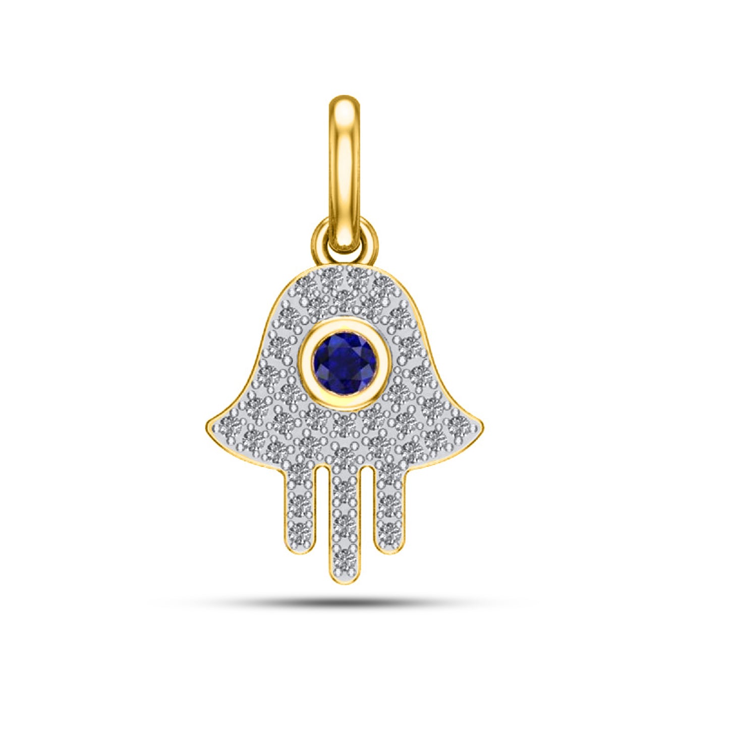 10K 0.11CT Yellow Gold Diamond Hamsa Pendant