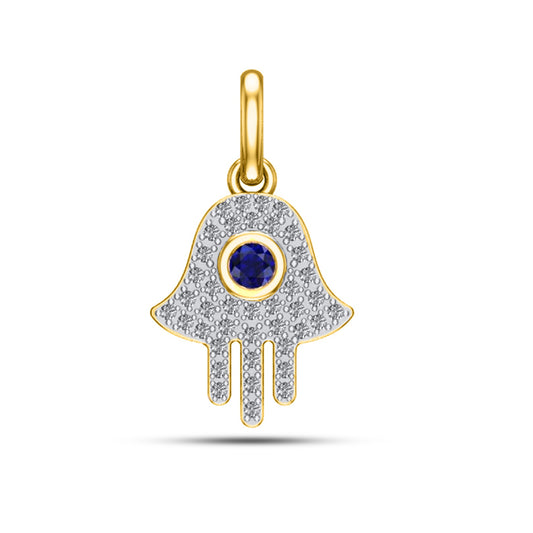 10K 0.11CT Yellow Gold Diamond Hamsa Pendant