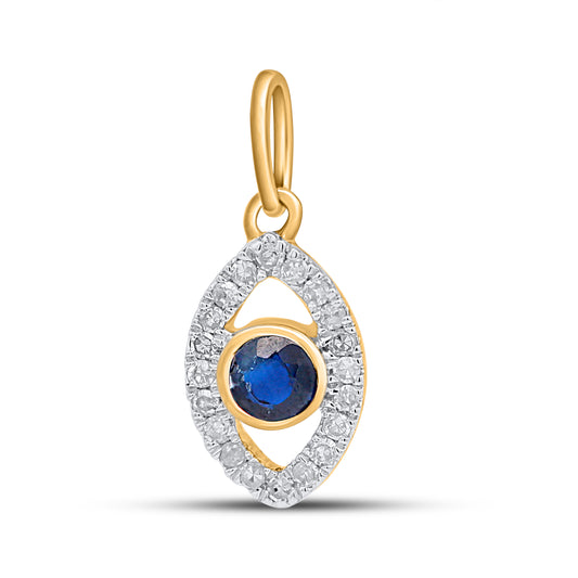 10K 0.18CT Yellow Gold Diamond Evil Eye Pendant