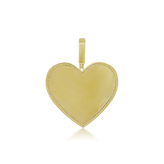 14K 2" 1.29CTYellow Gold Diamond Heart Memory Pendant