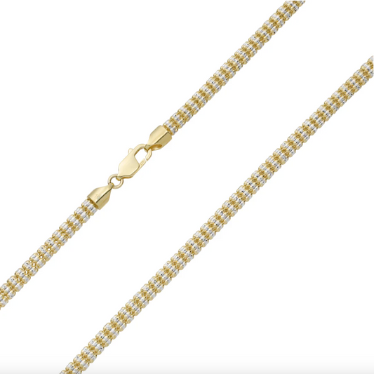 14K Two-Tone Yellow Gold Ice Chains