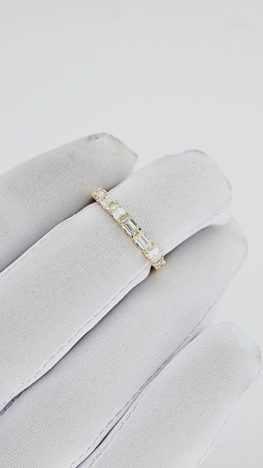 14K 1.24CT 3MM Emerald Cut Diamond Band