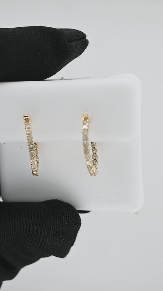 14K 0.48CT 15.5MM Yellow Gold Diamond Hoop Earrings