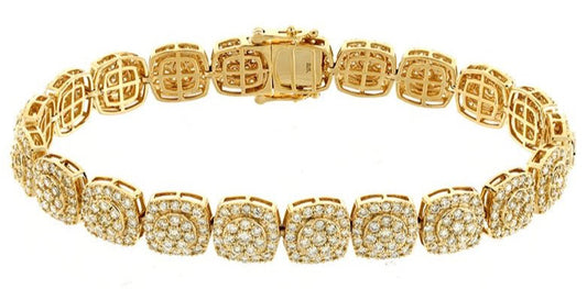 10K 9.19CT 10MM Yellow Gold Diamond Bracelet