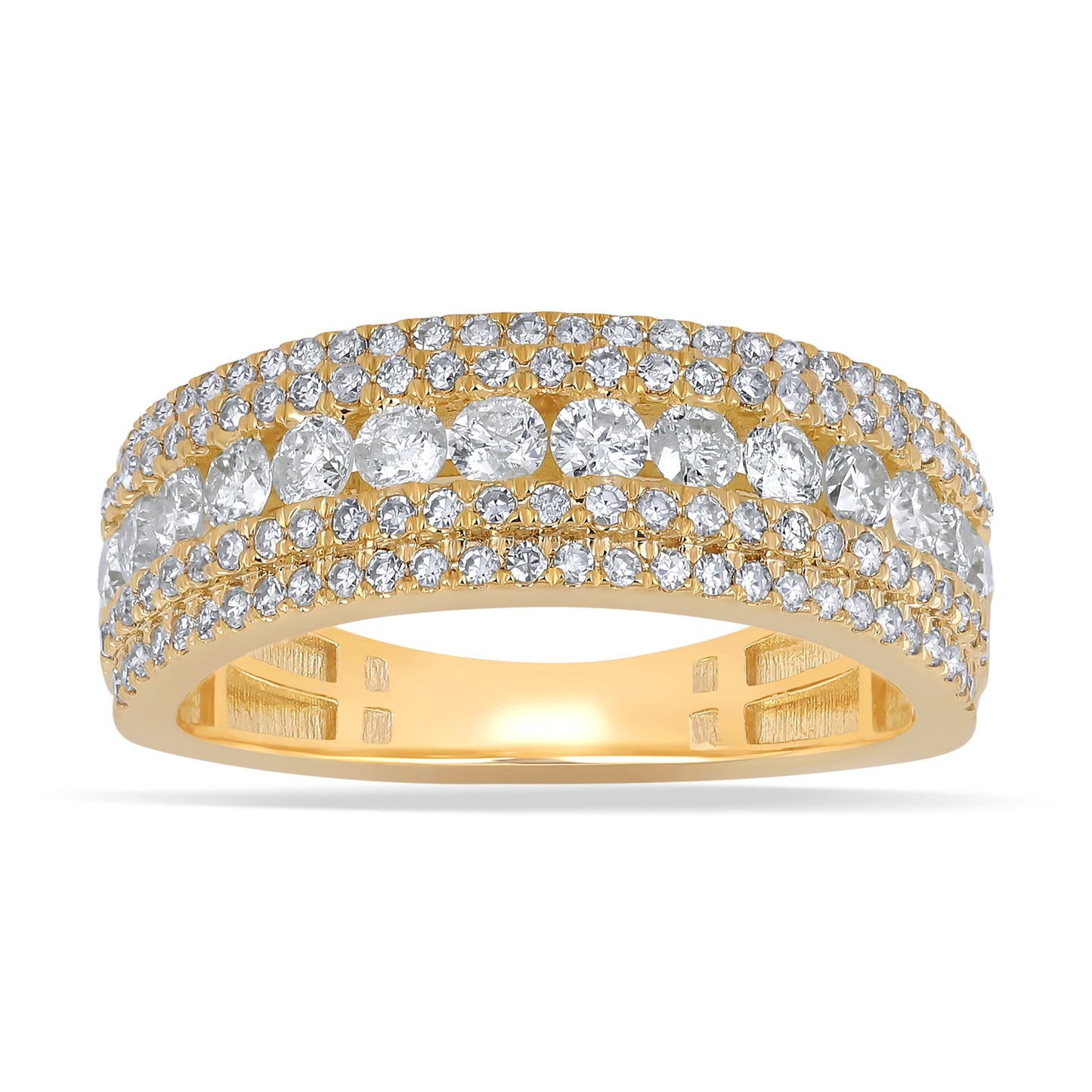 14K 1.48CT Two-Tone Diamond Yellow Gold Band