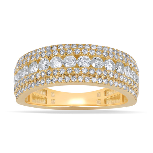 14K 1.48CT Two-Tone Diamond Yellow Gold Band